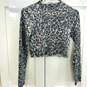 Crop Top Leopard Long Sleeve Top XS